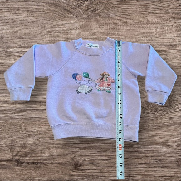 Vintage Cheetah by Mervyns Childrens Sweatshirt Lavender Embroidered 5/6 - Picture 3 of 9